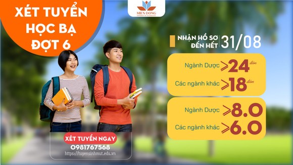 Trường ĐH Công nghệ Miền Đông nhận hồ sơ xét tuyển học bạ đợt 6 đến ngày 31-8: từ 18- 24 điểm ảnh 1