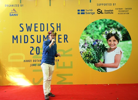 瑞典大使在交流會上發表講話。（圖源：慶蘭）