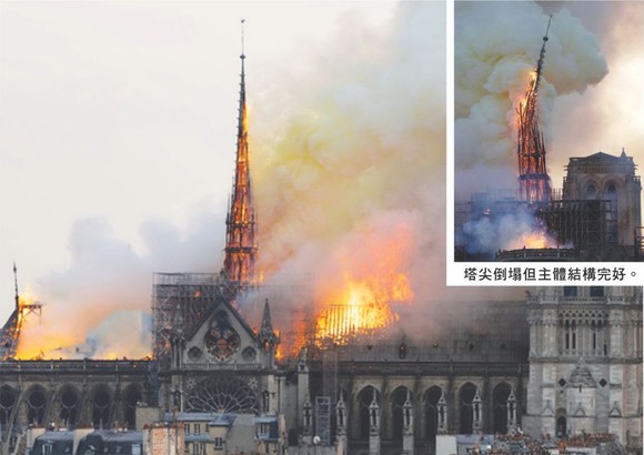 巴黎聖母院發生大火後各界發起募捐重建。（圖源：互聯網）