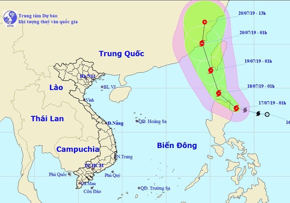熱帶低氣壓已發展成 3 號颱風，國際名為丹娜絲 (Danas)。圖為丹娜絲颱風的移動方向。（圖源：國家水文氣象預報中心）