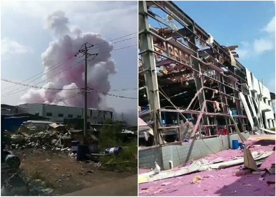 化工廠被炸毀。（圖源：互聯網）