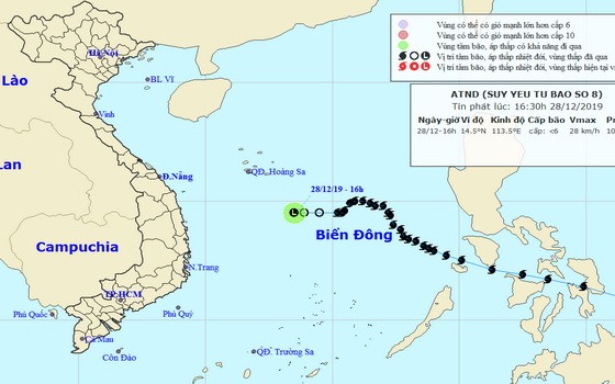 颱風“巴蓬”於昨(28)日上午減弱成為熱帶低氣壓後快速在海上消失。（圖源：國家水文氣象預報中心）