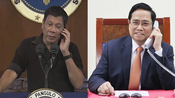 值越南與菲律賓建交45週年(1976.7.12-2021.7.12)紀念，政府總理范明政與菲律賓總統杜特爾特通電話。
