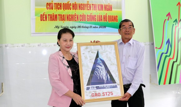 Chủ tịch Quốc hội Nguyễn Thị Kim Ngân thăm cơ sở sản xuất giống lúa ST25 ảnh 3