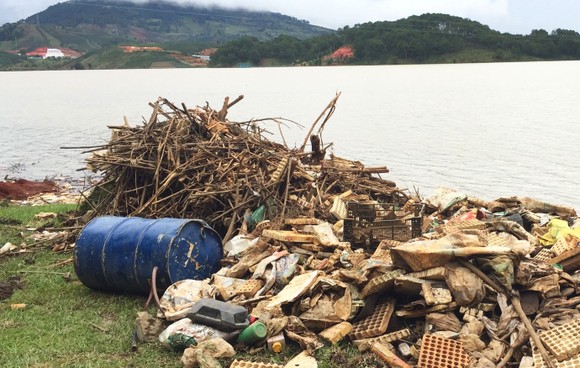 Hồ cấp nước sạch cho Đà Lạt tràn ngập rác thải nông nghiệp ảnh 2