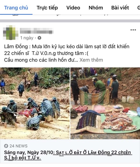 Thông tin 22 chiến sĩ bộ đội bị đất sạt lở vùi lấp tại Lâm Đồng là bịa đặt ảnh 1