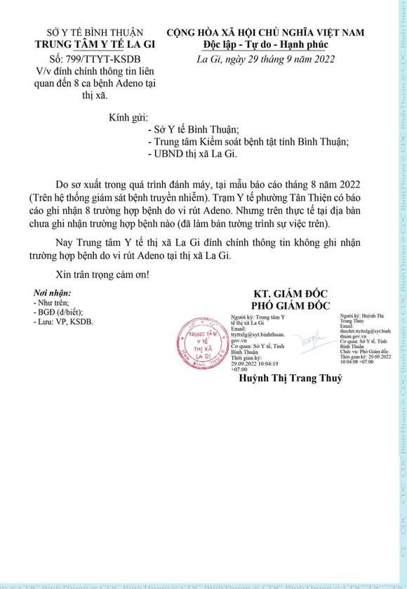 Bình Thuận bác bỏ thông tin có 8 ca mắc virus Adeno ảnh 1
