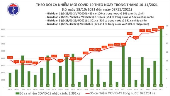 Ngày 8-11, cả nước thêm 7.988 ca mắc Covid-19, TPHCM có 1.316 ca ảnh 1