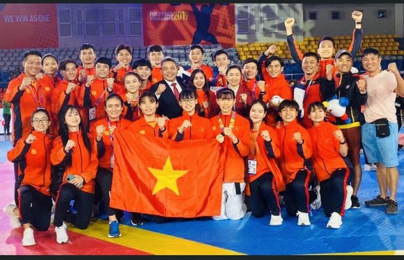 Tuyển taekwondo Việt Nam tại SEA Games 30 ở Philippines giành 3 HCV đối kháng. Ảnh: liên đoàn taekwondo VN