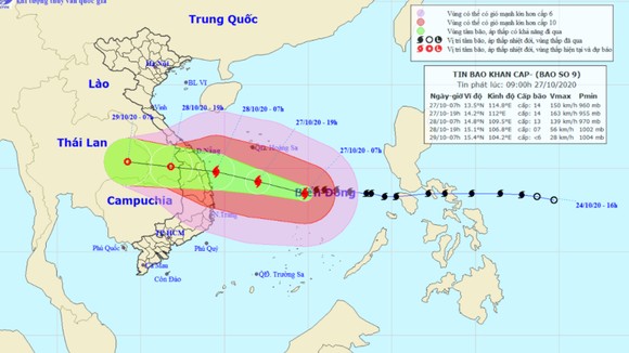 Sáng mai 28-10, bão số 9 mạnh cấp 12, giật cấp 15 tiến vào Đà Nẵng - Phú Yên ảnh 1