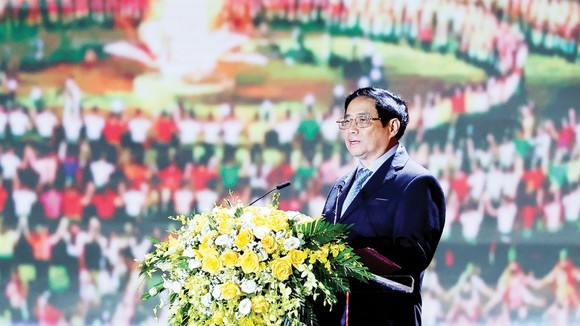 Thủ tướng Phạm Minh Chính phát biểu tại buổi lễ. Ảnh: VIẾT CHUNG