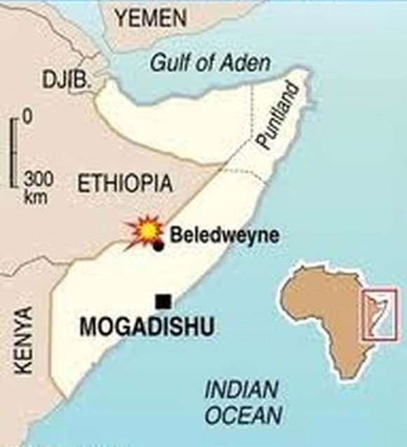TP Beledweyne của Somalia nằm gần biên giới Ethiopia, cách phía Bắc thủ đô Mogadishu khoảng 340 km