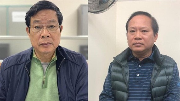 Bị cáo Nguyễn Bắc Son và Trương Minh Tuấn tại cơ quan điều tra. Ảnh: Bộ Công an