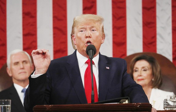 Tổng thống Mỹ Donald Trump đọc Thông điệp liên bang tại Quốc hội ngày 4-2 (giờ Mỹ). Ảnh: REUTERS