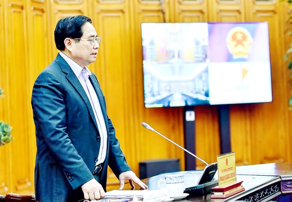 Thủ tướng Phạm Minh Chính phát biểu tại buổi làm việc với lãnh đạo tỉnh Tuyên Quang. Ảnh: VIẾT CHUNG