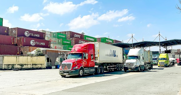 Các xe đầu kéo container làm thủ tục nhập khẩu tại cảng Cát Lái, TP Thủ Đức, TPHCM. Ảnh: HOÀNG HÙNG