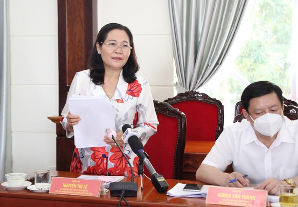 Đồng chí Nguyễn Thị Lệ phát biểu tại buổi giám sát. Ảnh: MAI HOA