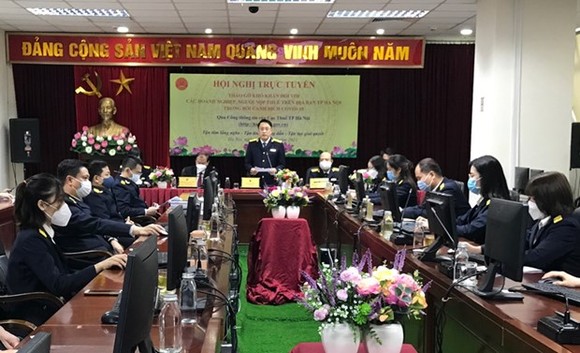Cục trưởng Cục Thuế Hà Nội Mai Sơn phát biểu tại hội nghị. (Nguồn: hanoimoi.com.vn)