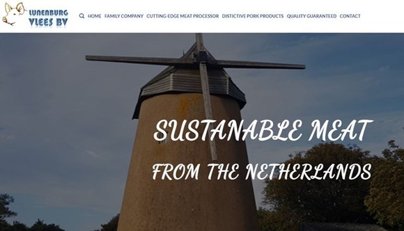 Trang web giả mạo công ty Lunenburg Vlees BV của Hà Lan. (Ảnh chụp màn hình)