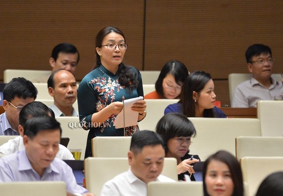 ĐB Hoàng Thị Thu Trang (Nghệ An) phát biểu tại phiên họp 