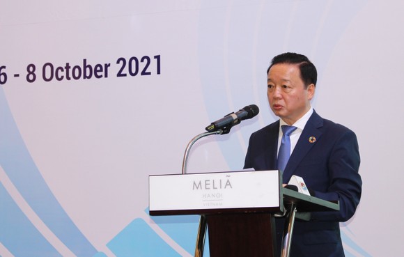 Bộ trưởng Bộ TN-MT Trần Hồng Hà phát biểu khai mạc hội nghị 