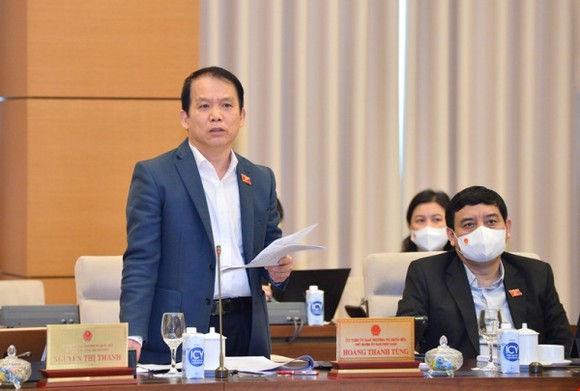 Chủ nhiệm Ủy ban Pháp luật Hoàng Thanh Tùng phát biểu tại phiên họp