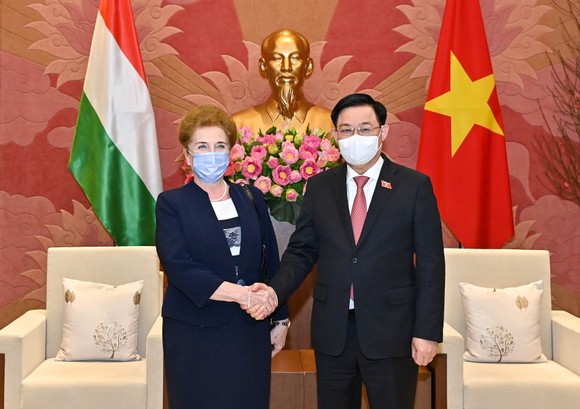 Chủ tịch Quốc hội Vương Đình Huệ tiếp Phó Chủ tịch thứ nhất Quốc hội Hungary Márta Mátrai ảnh 1