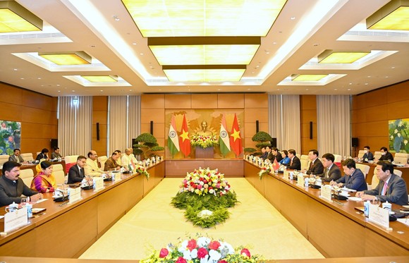 Chủ tịch Quốc hội Vương Đình Huệ hội đàm với Chủ tịch Hạ viện Cộng hòa Ấn Độ ảnh 2