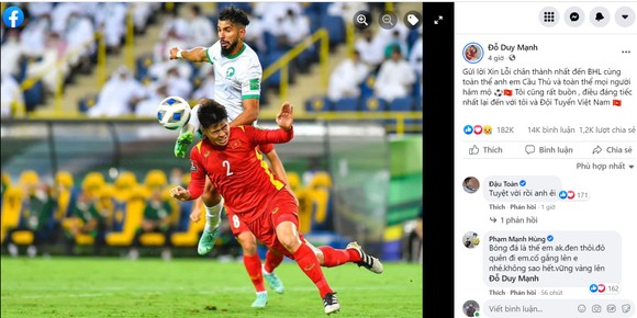 Trung vệ Duy Mạnh xin lỗi vì tấm thẻ mở ra thất bại của đội tuyển Việt Nam ảnh 1