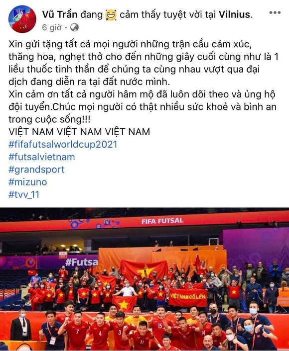 Các tuyển thủ futsal Việt Nam đồng loạt gửi lời cảm ơn đến người hâm mộ ảnh 2