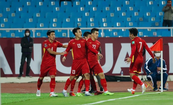 Hồ Tấn Tài trở thành cầu thủ ghi bàn "xông đất" cho đội tuyển Việt Nam năm Nhâm Dần 2022. Ảnh: QUANG PHÚC