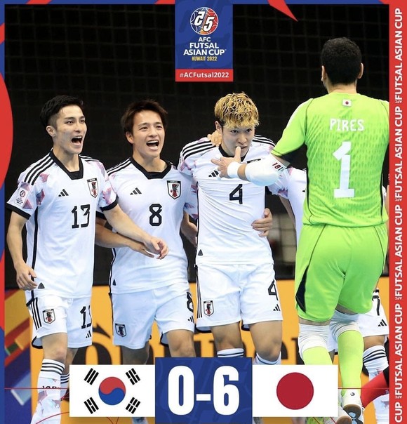Niềm vui của các cầu thủ futsal Nhật Bản. ẢNH: AFC