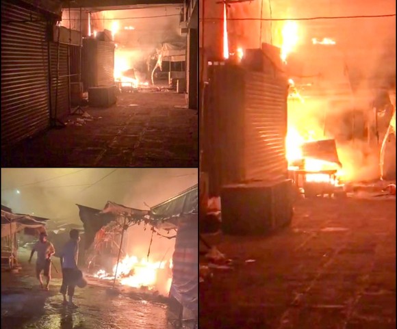 Hậu Giang: Hàng chục ki ốt, sạp quần áo ở chợ thị xã Long Mỹ bị cháy rụi rụi ảnh 1