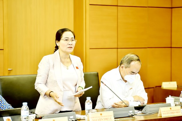 Đại biểu Nguyễn Thị Lệ (TPHCM) phát biểu tại phiên thảo luận tổ chiều 31-5. Ảnh: QUANG PHÚC