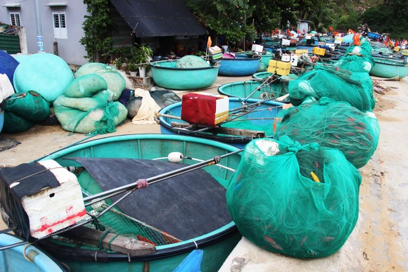 Làng chài gánh thuyền thúng 'chạy bão' ảnh 9