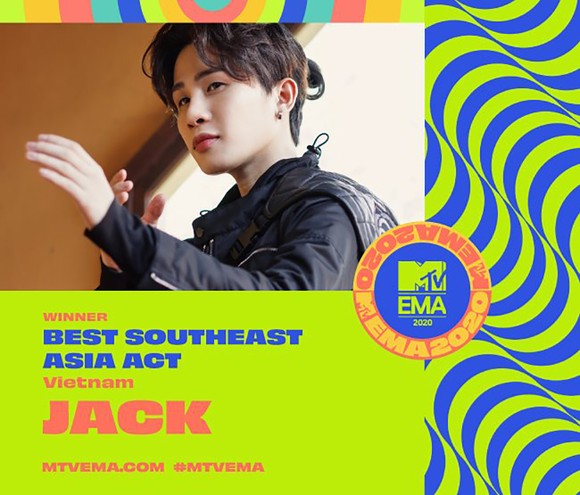 Jack giành giải Nghệ sĩ Đông Nam Á xuất sắc nhất MTV EMA 2020 ảnh 1