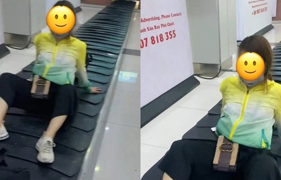 Xác minh clip 2 nữ hành khách quay tik tok trên sân đỗ và ngồi lên băng chuyền hành lý sân bay Phú Quốc ảnh 1
