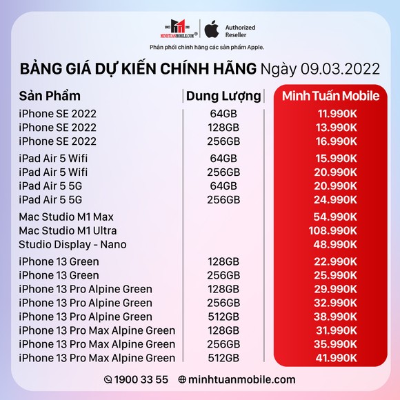 Minh Tuấn Mobile sẽ sớm mở bán iPhone SE 2022, iPad Air 5, Mac Studio… với giá hấp dẫn ảnh 1