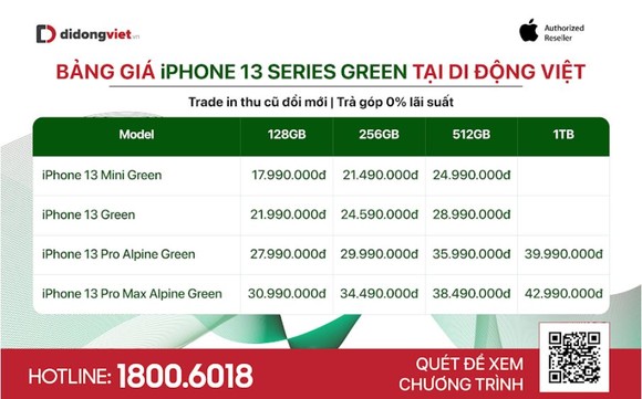 iPhone 13 series màu xanh lục chính thức lên kệ tại Việt Nam ảnh 1