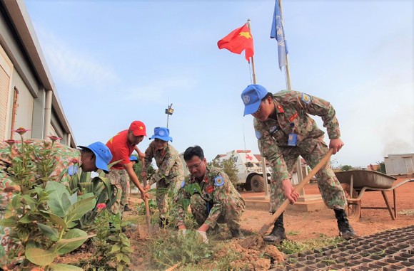 Chiến sĩ mũ nồi xanh trồng cây phủ xanh vùng đất khô cằn ở Nam Sudan ảnh 2