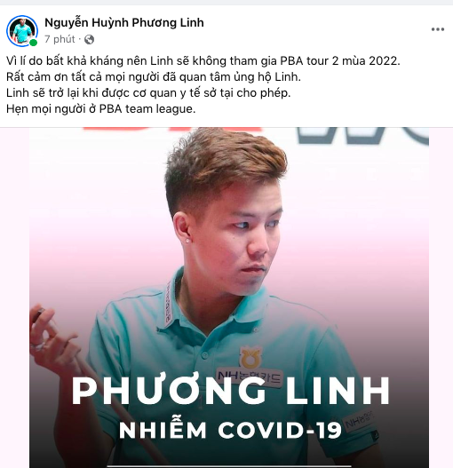 “Young Gun” Nguyễn Huỳnh Phương Linh bỏ lỡ giải Billliard PBA Tour Round 2 vì nhiễm Covid ảnh 1
