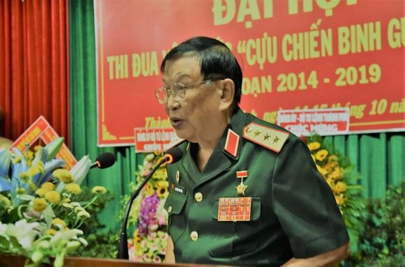 Thượng tướng Nguyễn Văn Được, Chủ tịch Hội Cựu chiến binh Việt Nam phát biểu tại Đại hội 