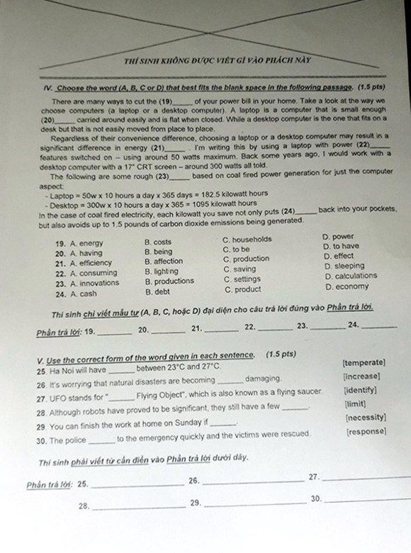 Sở GD-ĐT TPHCM xác nhận đề thi tuyển sinh lớp 10 môn tiếng Anh có sai sót ảnh 3