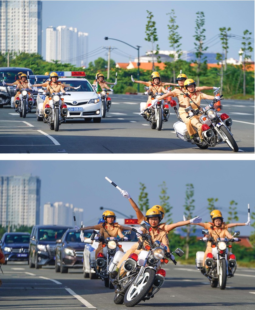 City’s traffic policewomen team parades on street ảnh 3