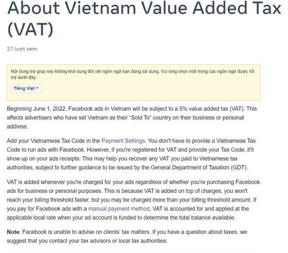 Facebook announces to collect additional 5 percent advertising fee to pay taxes in Vietnam ​ ảnh 1