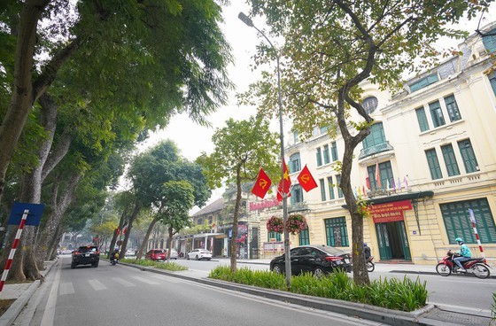 Hanoi streets covered with flags, flowers to welcome National Party Congress ảnh 11