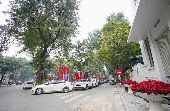 Hanoi streets covered with flags, flowers to welcome National Party Congress ảnh 12