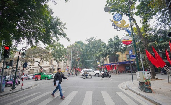 Hanoi streets covered with flags, flowers to welcome National Party Congress ảnh 14