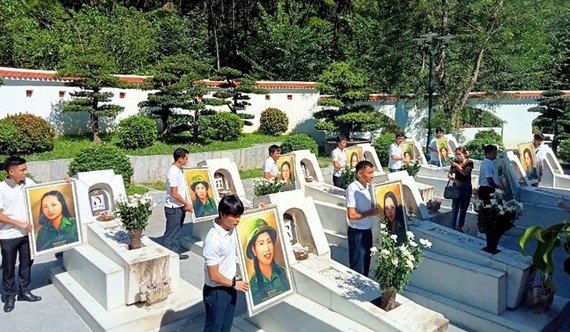 Dong Loc T-junction relic site receives restored portraits of youth volunteers ảnh 1