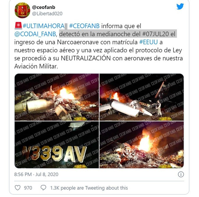 Venezuela tuyên bố bắn rơi máy bay mang số hiệu Mỹ - Ảnh 2.